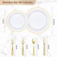 thumbnail image 4 of 300PCS Gold Plastic Plate Set (50 Guests), Plastic Plates for Party Wedding Birthday, Disposable Dinnerware Set of 100 Plastic Plates, 100 Forks, 50 Spoons, 50 Knives, 4 of 14