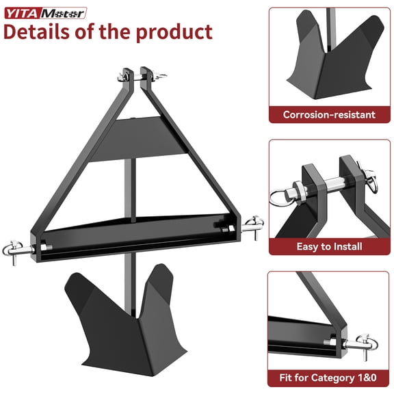 Dextrus Middle Buster Plow, Category 1 3 Point Hitch Tractor Furrowing Plow, Heavy Duty Steel Ditch Buster Compatible With 3-Point Quick Hitch Accessories