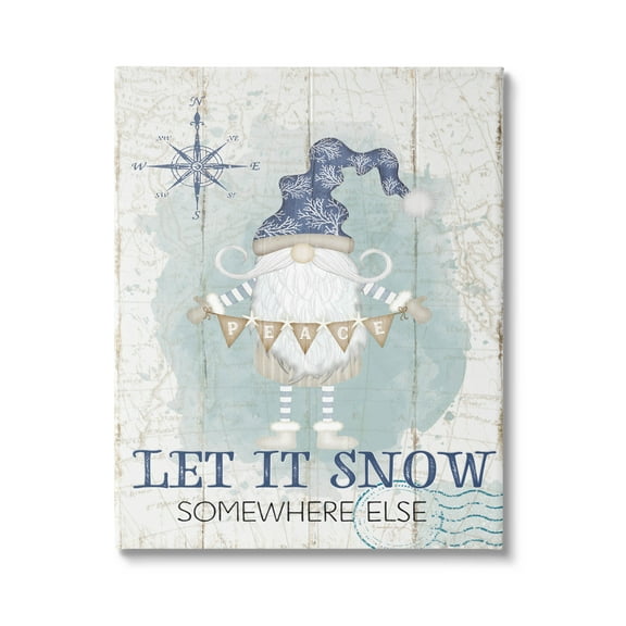 Stupell Industries Let It Snow Somewhere Else Gnome Graphic Art Gallery Wrapped Canvas Print Wall Art, Design by Jennifer Pugh