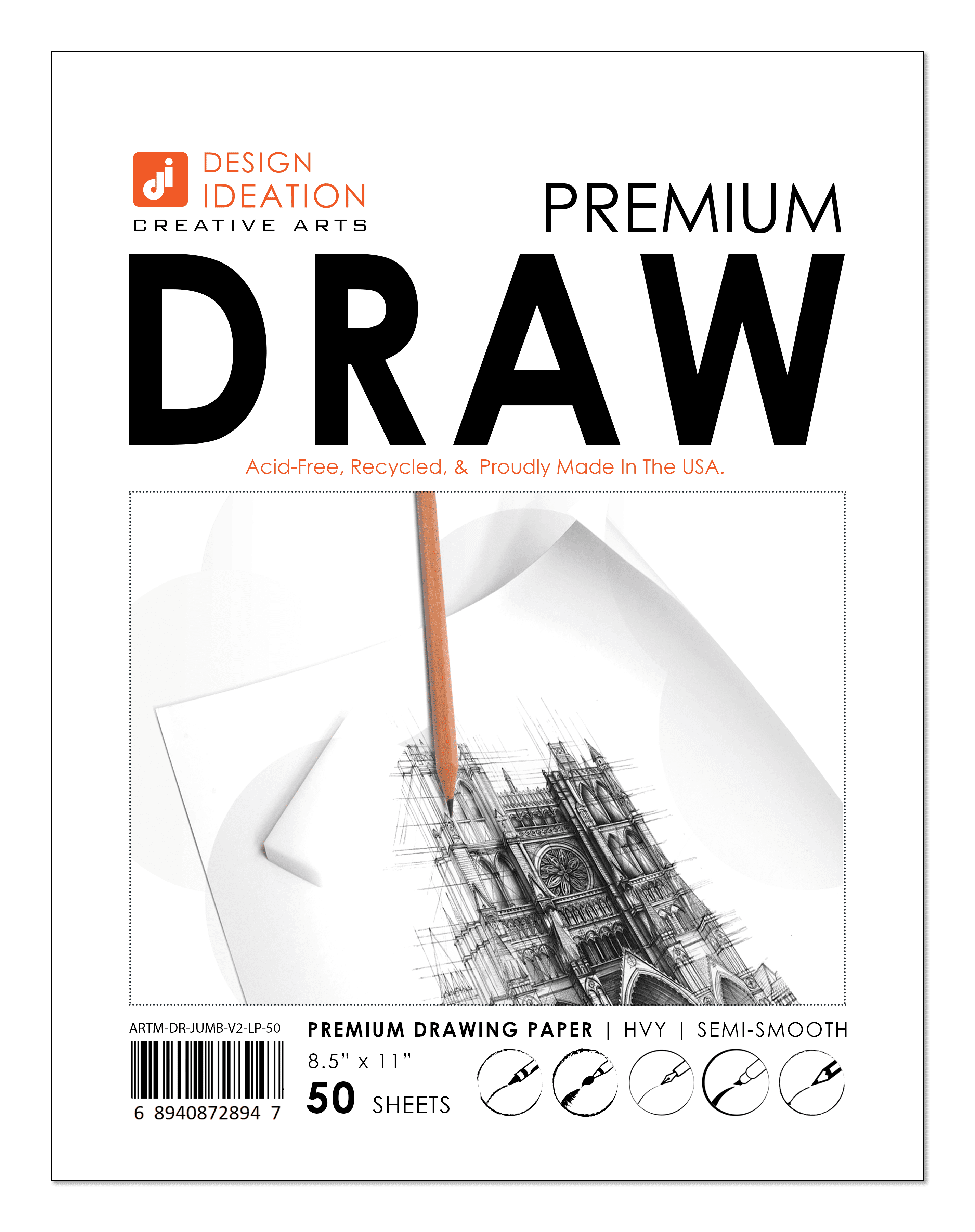 DRAWING Paper : Multi Media. Creative Project. Loose Sheet Pack. (8.5" x 11") (100 Sheets)