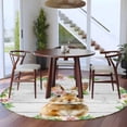 thumbnail image 4 of Easter Bunny Round Area Rugs Collection 8', Spring Daisy Botanical Leaves Gray Wooden Non Slip Indoor Circular Throw Runner Rug Floor Mat Carpet for Living Room Dining Table Bedroom Nursery, 4 of 9
