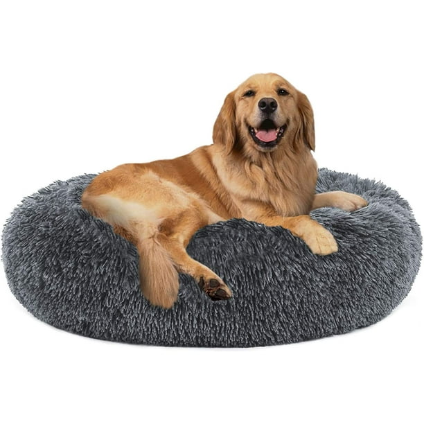 16 Inch Round Plush Pet Bed for Dogs & Cats,Fluffy Soft Warm Calming