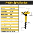 thumbnail image 4 of Cordless Electric Post Hole Digger Hole Digging Machine Electric Earth Auger for Post Hole Digging Drilling Tree Planting, with Battery and Charger, 550rpm, 4 of 13