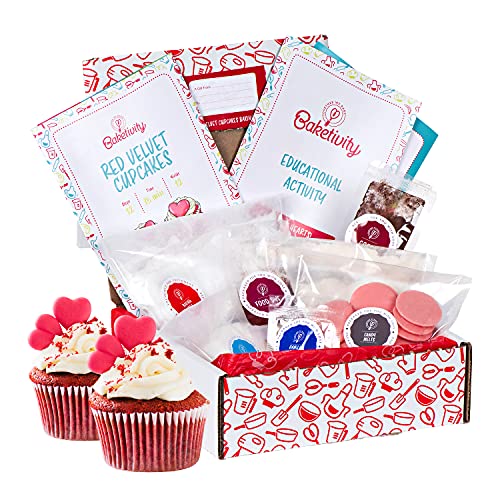 DIY Baking Set with Pre-Measured Ingredients Party Supply Kit for Children Ages 6 and Up Baketivity Red Velvet Cookie Making Kit for Kids Best Gift Idea for Boys and Girls