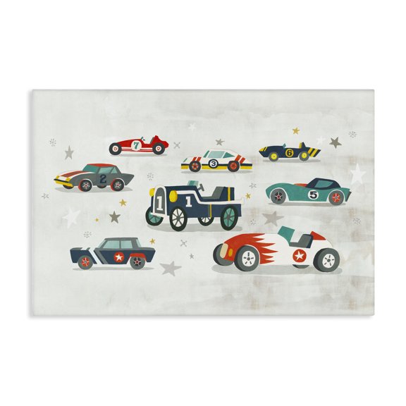 Stupell Industries Mid-Century Various Vintage Race Cars Canvas Art, 24 x 16, by Irene Chan