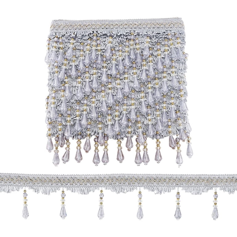 1 Bundle 12 Yards Beaded Fringe Trim 3-3/4 inch Sewing Trim Fringe Hanging  Tassel Trim Golden Crystal Beaded Trim Lace Ribbon for Curtain Tablecloth  Home Decor Dress Clothes DIY Crafting - Walmart.com
