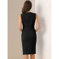 thumbnail image 3 of DARING DIVA Pencil V Neck Sleeveless Design Tied Waist Dress XS Black, 3 of 6