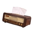 thumbnail image 3 of Caja de pañuelos con forma de radio, soporte para pañuelos, servilletero de mesa, estuche para servilletas para hotel, baño, hogar, cafetería, sala de Marrón, 3 of 8