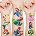 thumbnail image 4 of Pegatinas de tatuajes de Super Mario Bros, juguetes de dibujos animados de anime kawaii para niños, decoración de fiesta de feliz cumpleaños, pegatinas de juegos de dibujos animados lindos, regalos, 4 of 5