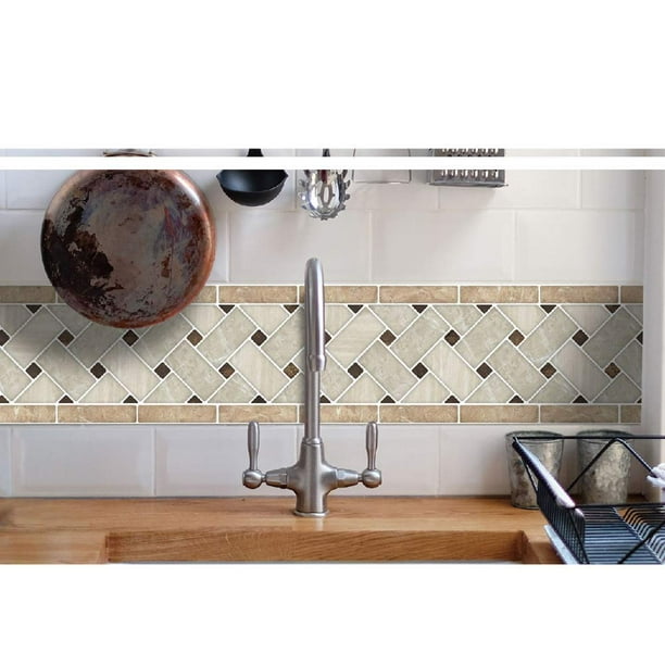 Art3d Tile Borders Peel and Stick Backsplash 12.4"x5" Removable