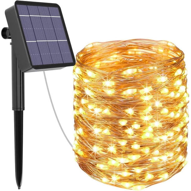 Luces de hadas brillantes, luces de cadena impermeables con 240 LED para un brillo inigualable y un ambiente blanco cálido, con energía solar, eficiencia energética y se adaptan a su visión creativa