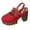 Red, variant on Women Slingback Platform Clogs Sandals Double Buckle Close Toe Chunky Block Heel Summer Mary Jane Dress Shoes