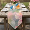 thumbnail image 6 of Blue Bird Table Runner Linen Burlap Table Runner 70 Inches Long Pink Cherry Blossom Branch Pastoral Plants Dresser Scarves for Kitchen Island Coffee Dining Room Party Holiday Decoration 13"x70", 6 of 8