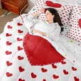 thumbnail image 4 of Manfei Love Heart Print Bedding Comforter Set 7 Pieces for Boys Girls,Red White Full Bedding Set Lightweight,Happy Valentine's Day Fitted Sheet Flat Sheet,Breathable Home Decor,Reversible, 4 of 8