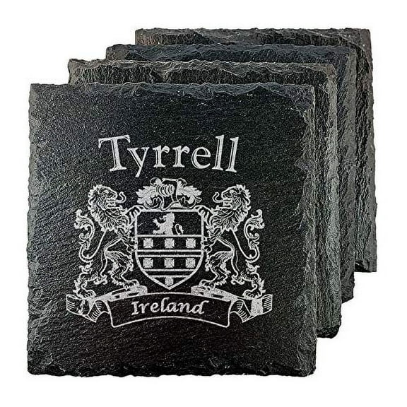 Tyrrell Irish Coat of Arms Slate Coasters - Set of 4