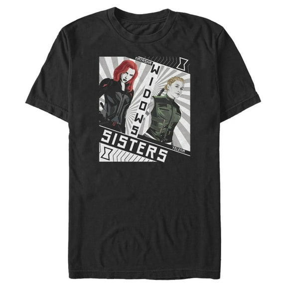 Men's Marvel Black Widow Sisters Cartoon  Graphic Tee Black 2X Large