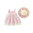 thumbnail image 3 of Bovxnpu Summer Girls Dresses, Toddler Girls Cotton Dress Tank Play Dress Sundress, Girls Cute Sleeveless Sweet Stripe Print Lace Dress Hat Set 6 Months, 3 of 6