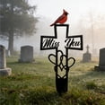 thumbnail image 5 of Black Iron Metal Garden Ground Stake - Weatherproof Memorial Cemetery Flower Decoration for Courtyard Lawn, 5 of 7