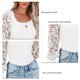 thumbnail image 5 of Blusas tipo pulóver con cuello rectangular para mujer, blusas informales con manga larga acampanada, camisas de punto acanaladas para ir de compras y fiesta, color blanco S, 5 of 6
