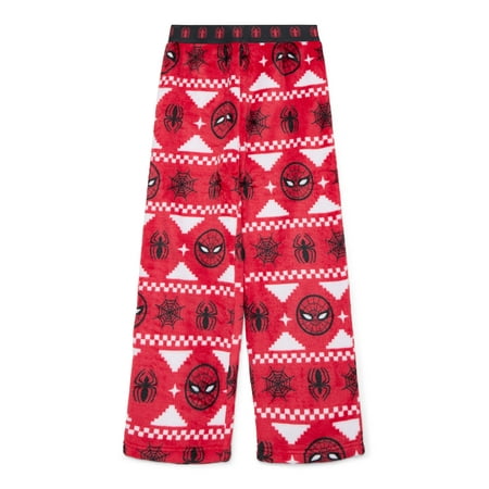 Spider-Man Boys Holiday Print Plush Pajama Sleep Pants, Sizes 4-16