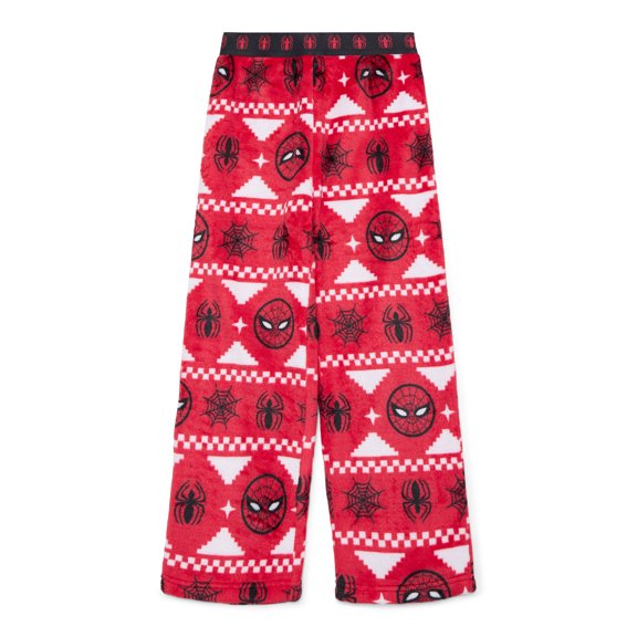 Spider-Man Boys Holiday Print Plush Pajama Sleep Pants, Sizes 4-16
