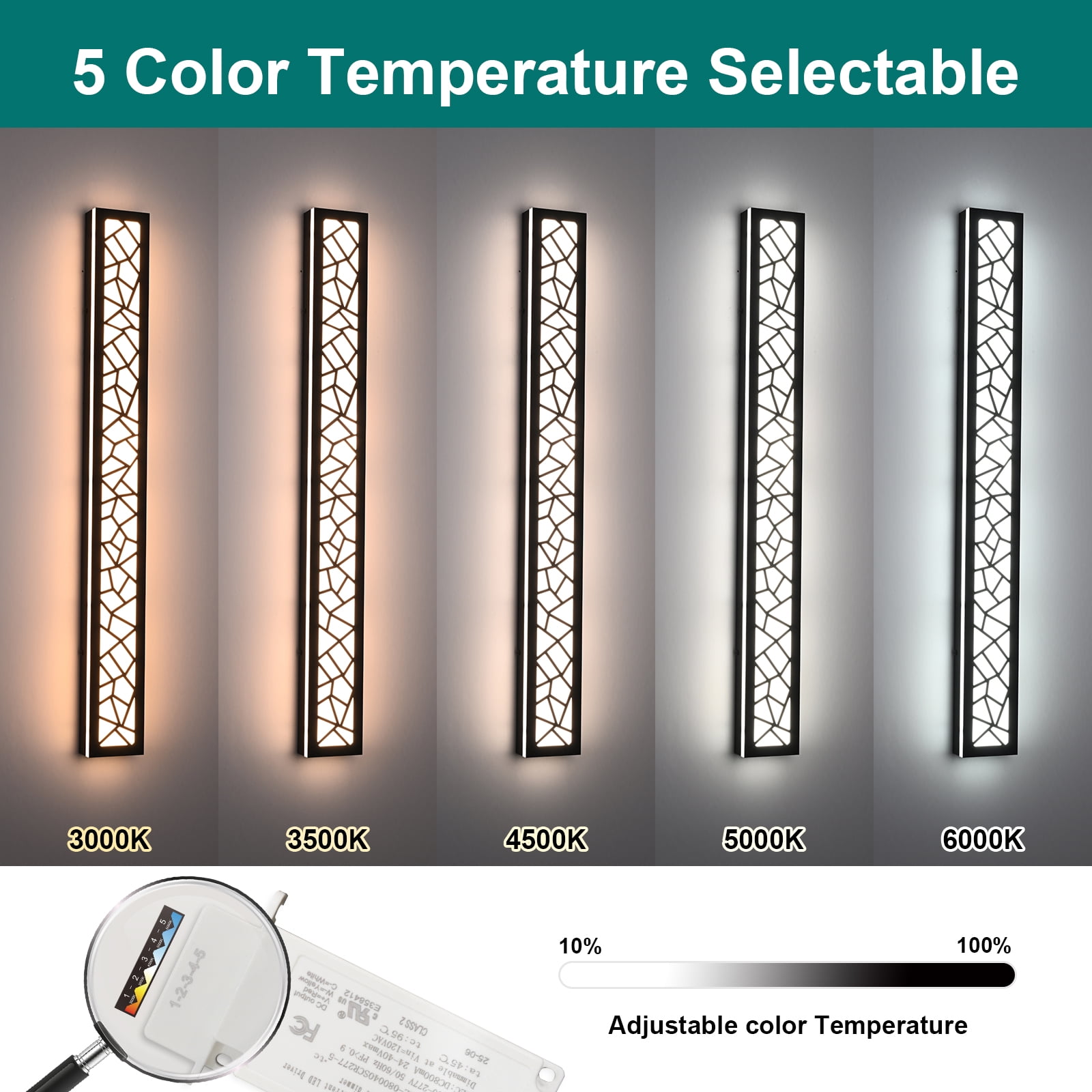 Melucee Modern Outdoor Wall Sconce LED Long Wall Sconces Black Front Porch Light Waterproof Led Wall Light