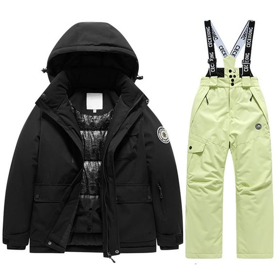 lnmuld Two Piece Outfits Boys Winter Ski Outfits Thermal Insulated Snowsuit Set for Extreme Cold Weather and Adventures Solid Color Size:10-11 Years