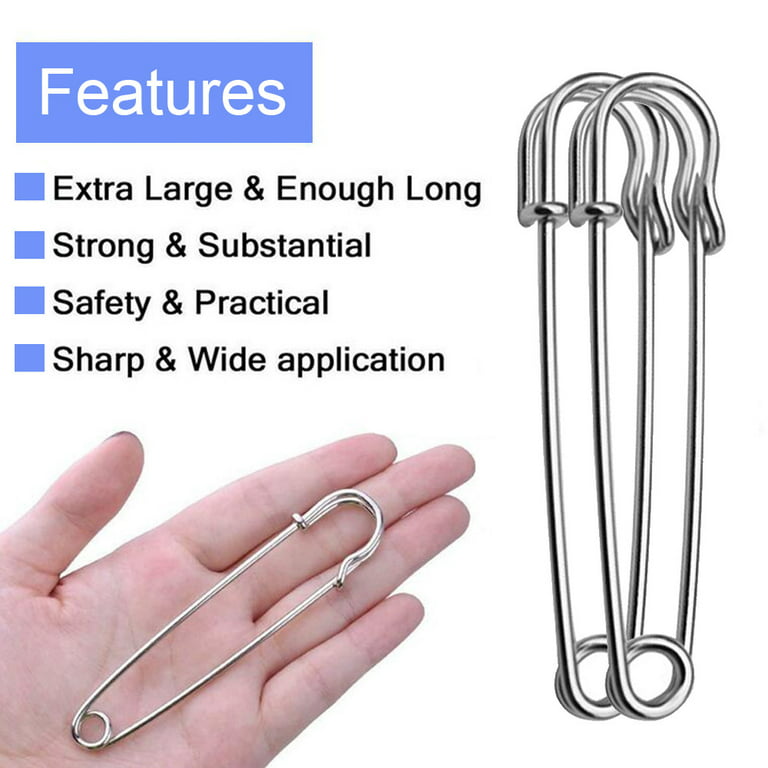 Pack of 30 Safety Pins , Heavy Duty Blanket Pins Bulk Steel Spring Lock  Pins Fasteners for Blankets Crafts Skirts Kilts Brooch Making, 