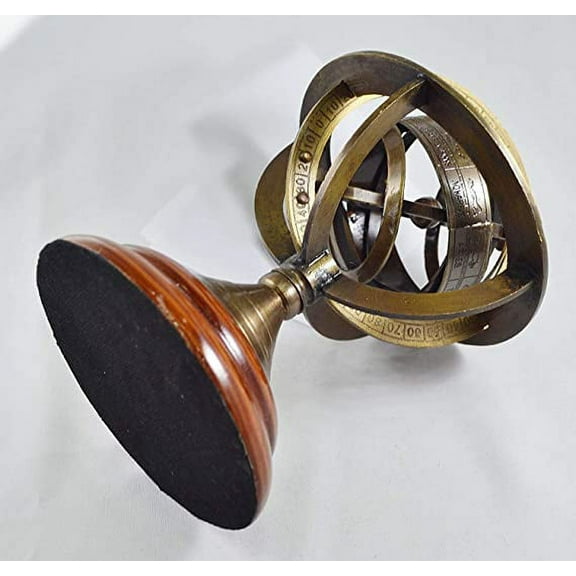 Nautical India 8'' Brass Armillary - Marine Astronomical Brass Engraved Brass Tabletop Vintage Compass - Nautical Decor