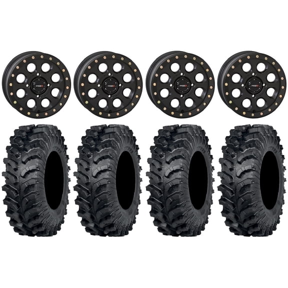 System 3 SB-7 15" Wheels Black (5 2) 32" MT911 Tires Can-Am Commander Maverick Renegade Outlander Defender
