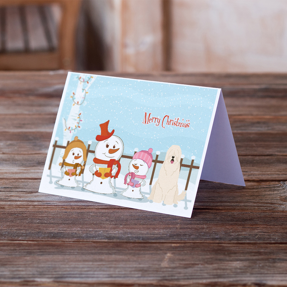 Merry Christmas Carolers South Russian Sheepdog Greeting Cards and Envelopes Pack of 8
