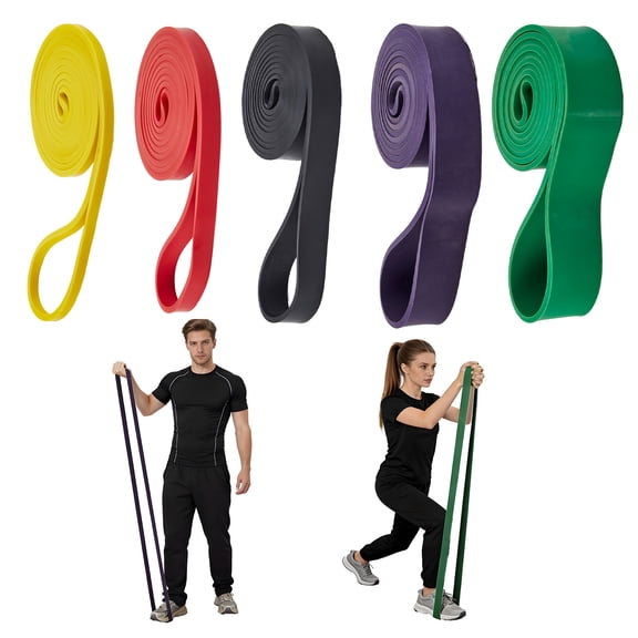 Pull Up Assistance Resistance Bands Set – 4/5-Pack Natural Latex Workout Bands for Strength Training, Stretching, Physical Therapy, Home Gym Equipment for Men & Women – Regular 15-125 lbs