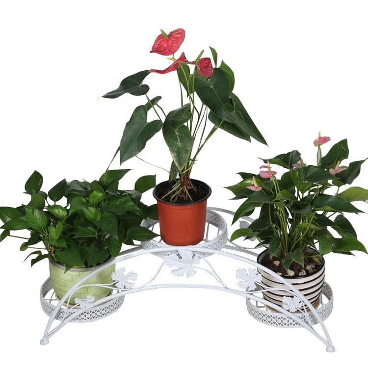 Dazone Wrought Iron Pot Plant Stand for Three Plants Indoor or Outdoor Garden Patio Decor... by