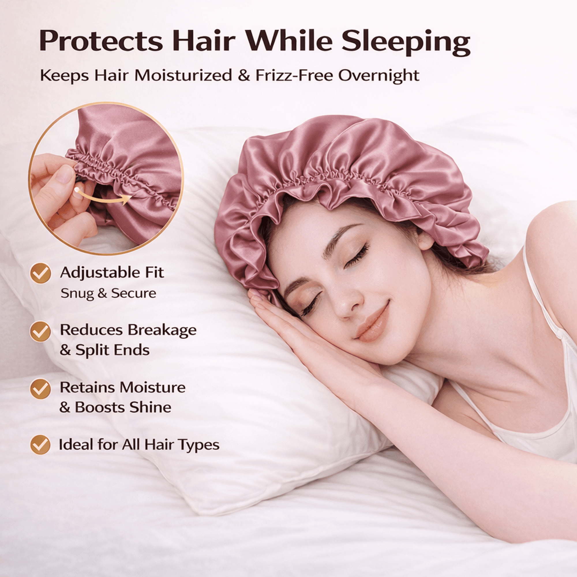 100% Mulberry Silk Reversible Sleep Bonnet – 22 Momme, Double-Sided Silk Hair Wrap & Night Cap for Women