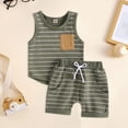 thumbnail image 5 of HCNTES Baby Boy Tank Top Outfit Toddler Baby Boy Clothing Set 12 18 24 Month 2T 3T Summer Clothing Stripe Knit Sleeveless Vests Shirts Shorts Set, 5 of 6