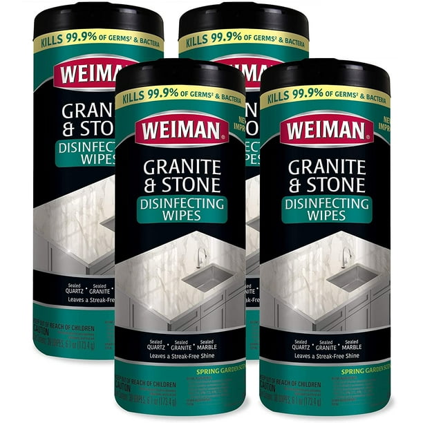 Weiman Granite Wipes with Disinfectant 4 Pack (120 Wipes Total