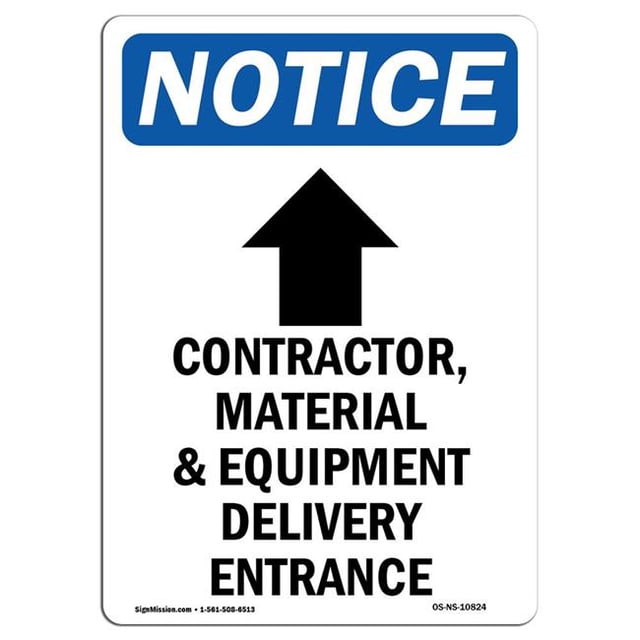 SignMission OS-NS-A-1218-V-10824 12 x 18 in. OSHA Notice Sign - Contractor, Material