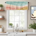 thumbnail image 2 of Abstract Beach Valance Curtain for Windows Watercolor Teal Pink Brown Gradient Landscape Rod Pocket Curtain Valances Short Window Treatments Panels for Kitchen Bathroom Laundry Basement 60 x 14 Inch, 2 of 9