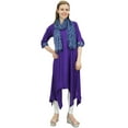 thumbnail image 3 of Bimba Women's Purple Rayon Kurta With Scarf Asymmetrial Hem Designer Dress - 26, 3 of 3