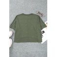 thumbnail image 2 of POGLIP Women's Green Distressed Bleached Asymmetric Hem Short Sleeve Top, 2 of 6