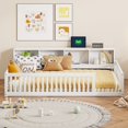 thumbnail image 2 of Bellemave Montessori Floor Bed Twin XL Size with Shelves, Wood Floor Bed Frame with USB Ports, Twin XL Floor Daybed with Storage Bookcase Frame（White）, 2 of 9