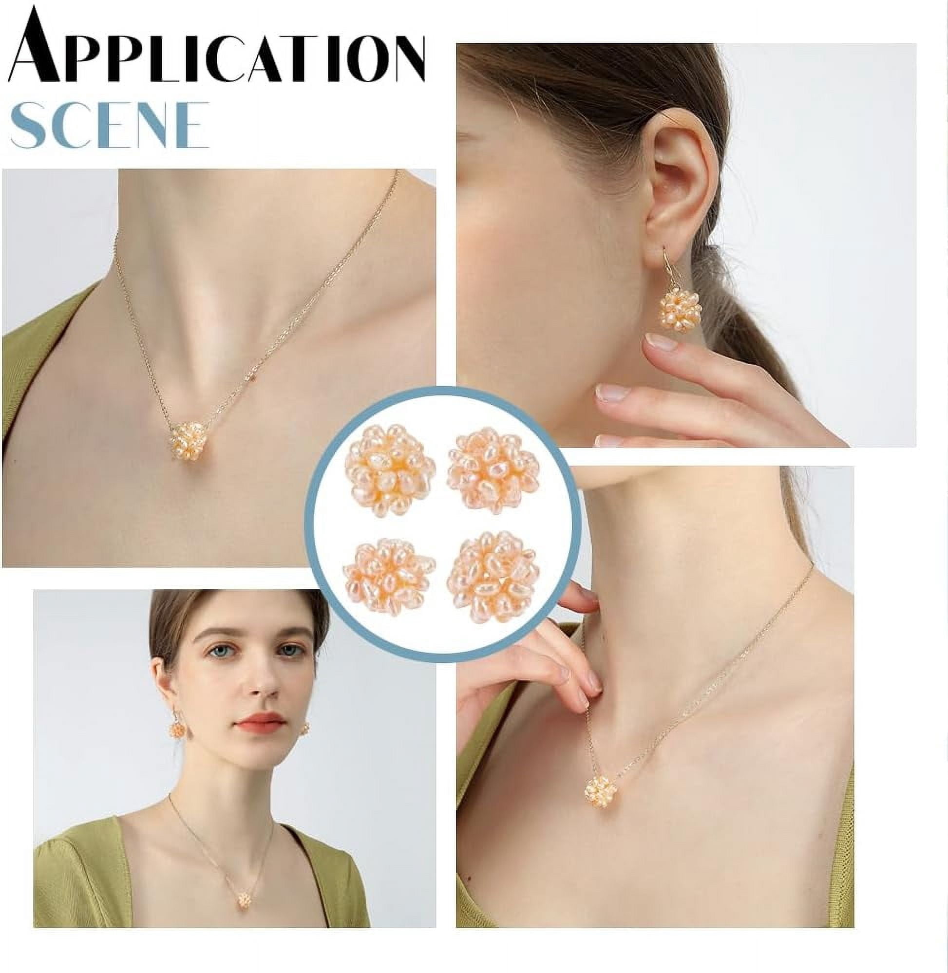 4Pcs Natural Freshwater Pearl Cluster Craft Pearls Beads Ball Cluster 12mm Pearl Beads for Jewelry Making Necklace Pendant Earrings Making Hole: 1.5mm Wheat