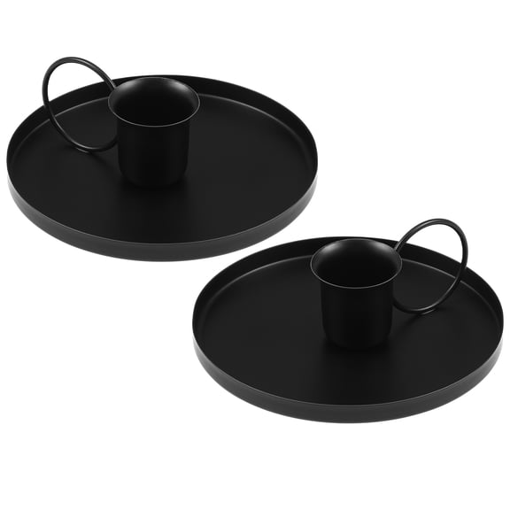 NUOLUX 2Pcs Classic Vintage Candle Holder Set with Round Ring Handle for Party Use