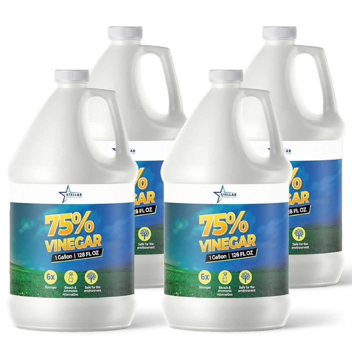 75% Vinegar | Stellar Chemical Corp | Pure Super Concentrated Vinegar | Dilutes to 15 Gallons | 15x Power Vinegar | 4 Gallons