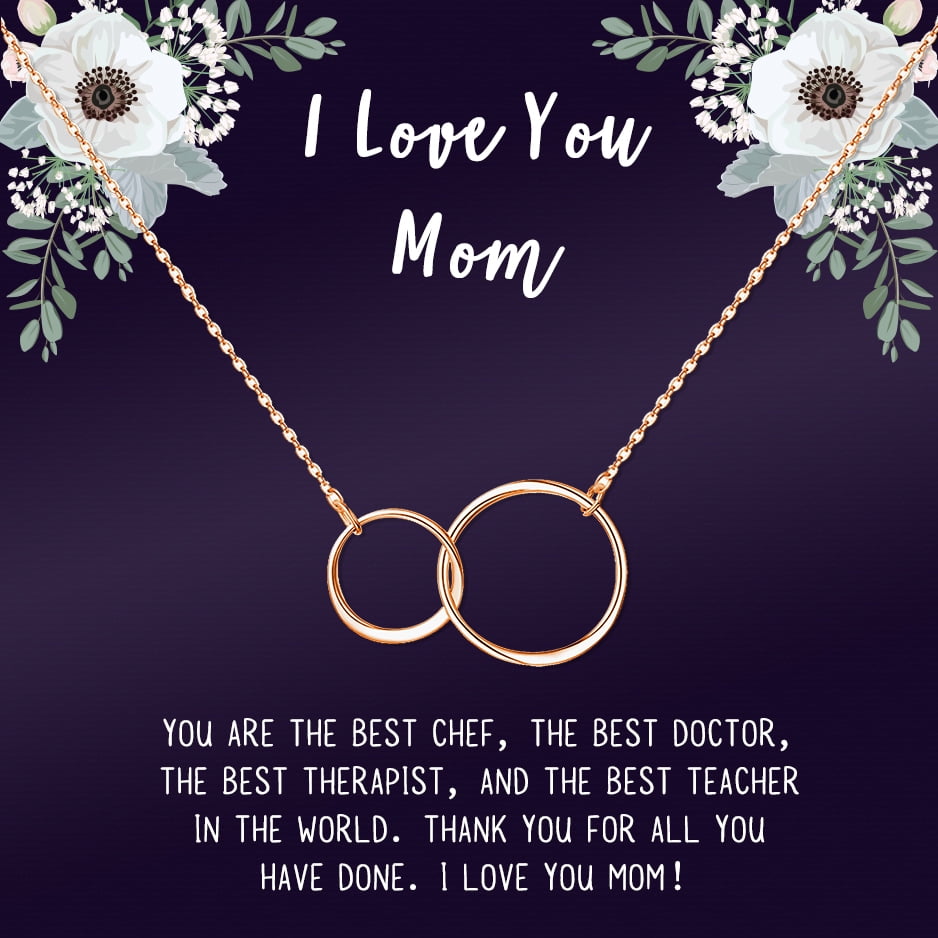 I Love You Mother's Day Infinity Card Necklace, Card and Neclace Jewelry for Mom, Gift for Her, Gift for Mom, Gift for Mother, Infinity Necklace Ship Next Day! [Gold, No-Personalized Card]