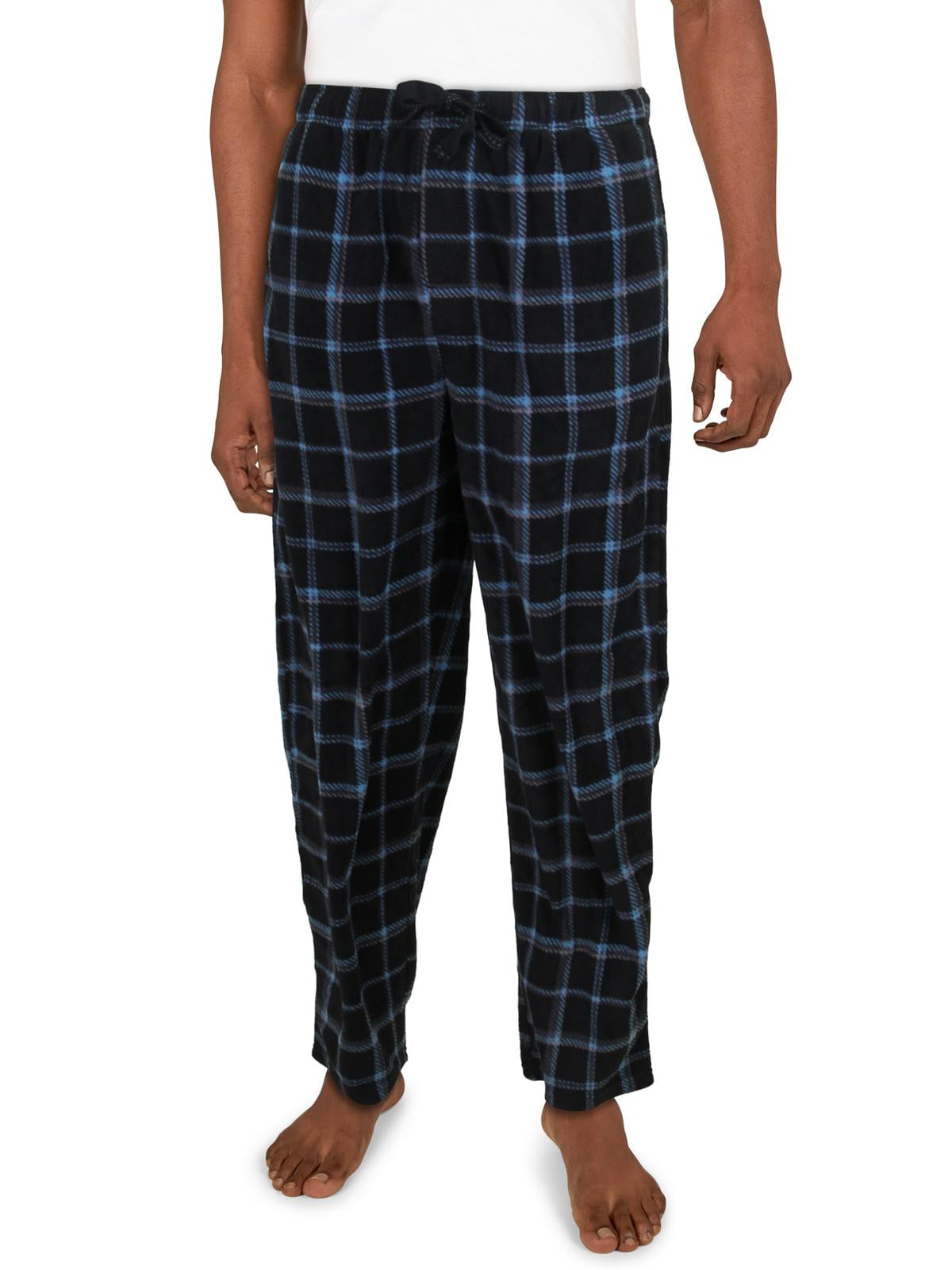 Perry Ellis Men's Windowpane Plaid Fleece Pajama Pants Black Size ...