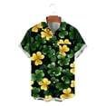 thumbnail image 5 of Ceisia Men's St. Patrick's Day Short Sleeve Shirt Clover Print Regular Straight Fit Green Turn-Down Collar Spring Summer Shirt Gift, 5 of 6