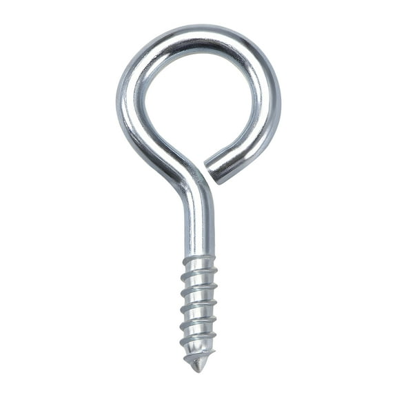 Uxcell 1.6" Small Screw Eye Hooks Self Tapping Screws Carbon Steel Silver 30Pcs