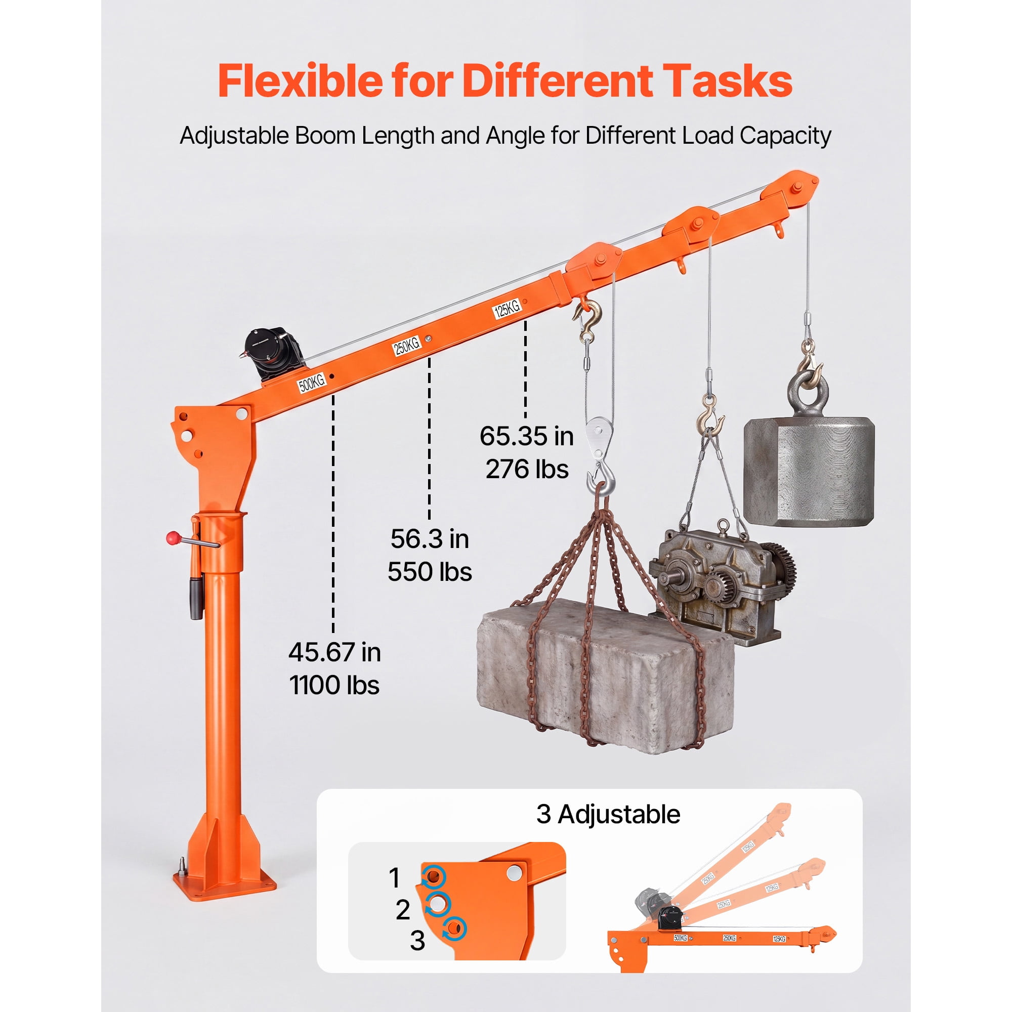 KFFKFF Electric Truck Crane, 1100 lbs Capacity with 12V 3000 lbs Electric Winch, 360° Rotating Telescopic Boom, Durable Galvanized Steel Construction, Foldable Design for Lifting Machinery and Lumber