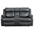thumbnail image 3 of Pemberly Row Traditional Microfiber Double Reclining Loveseat in Dark Gray, 3 of 9